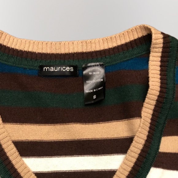 Maurices Cute Fall 🍁Colored🍁 Striped Pull Over Sweater SZ S - Picture 4 of 4